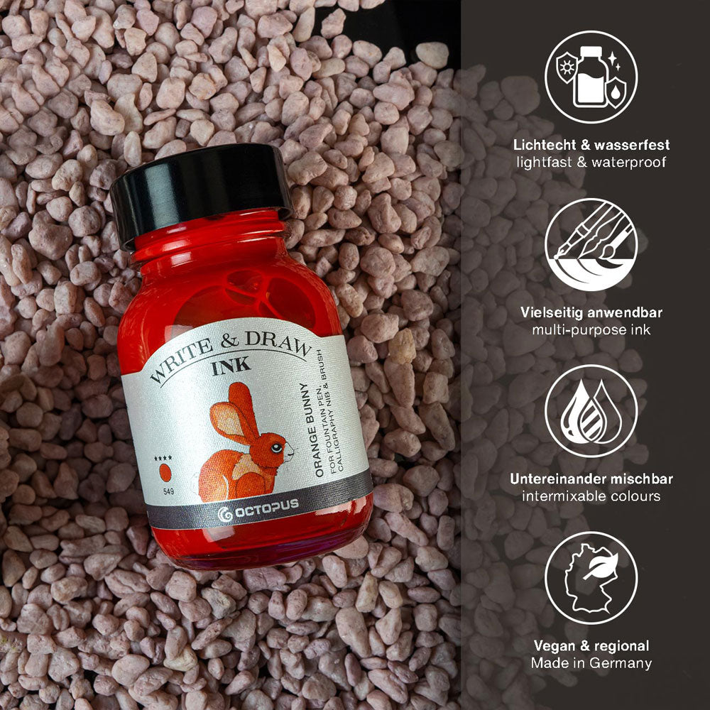 Octopus Fluids Write and Draw Ink 549 Orange Bunny 50ml - Cafe Supply