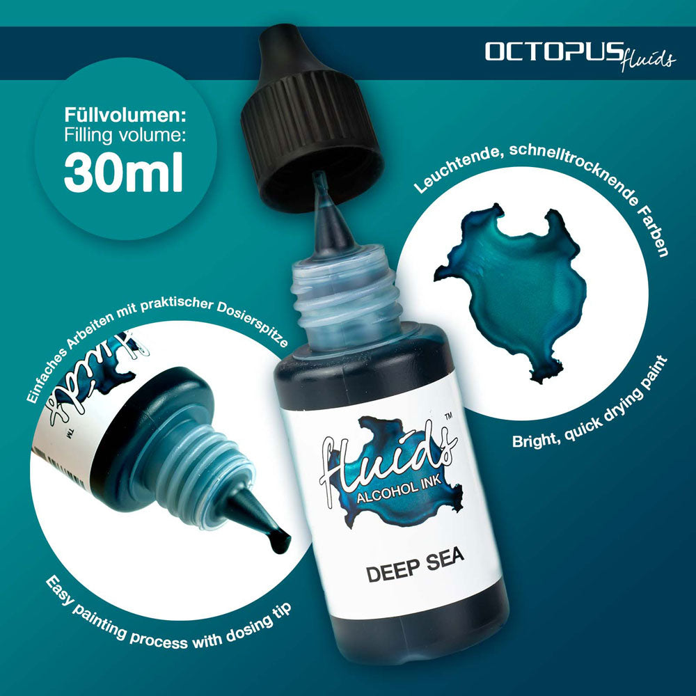 Octopus Fluids Alcohol Ink Deep Sea Blue 30ml - Cafe Supply