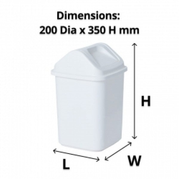 20L Rectangular White Swing Top Bin - Cafe Supply