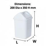 20L Rectangular White Swing Top Bin - Cafe Supply