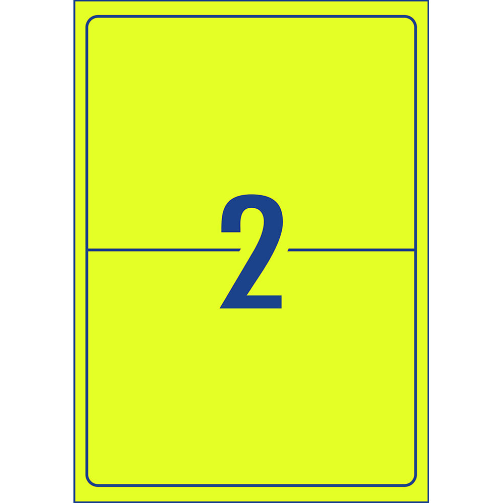 Avery Shipping Label L7168FY Fluoro Yellow 199.6x143.5mm 2up 25 Sheets - Cafe Supply