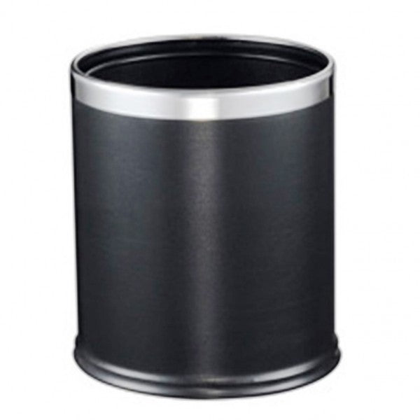 10L Round Leatherette Dual Bin - Black - Cafe Supply