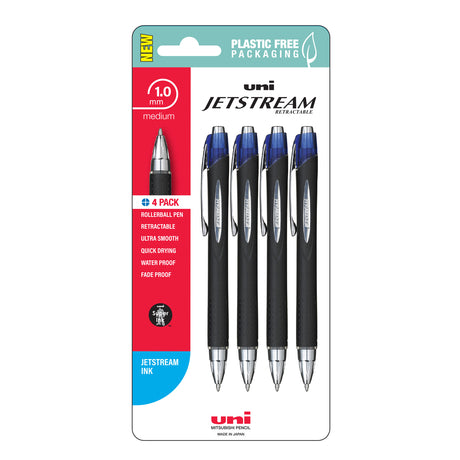 Uni Jetstream 1.0mm Medium Retractable Blue Hangsell Pk4 - Cafe Supply