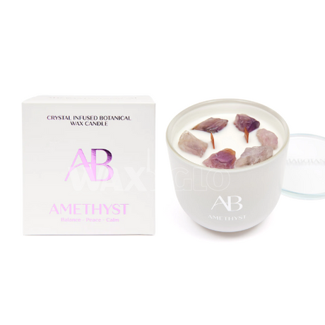 340g Jar Candle with Crystals - Amethyst - Cafe Supply
