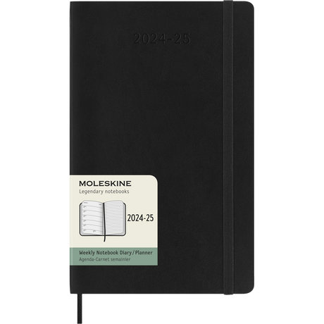 Moleskine Diary 18M Weekly + Notes Soft Cover Large Black - Cafe Supply