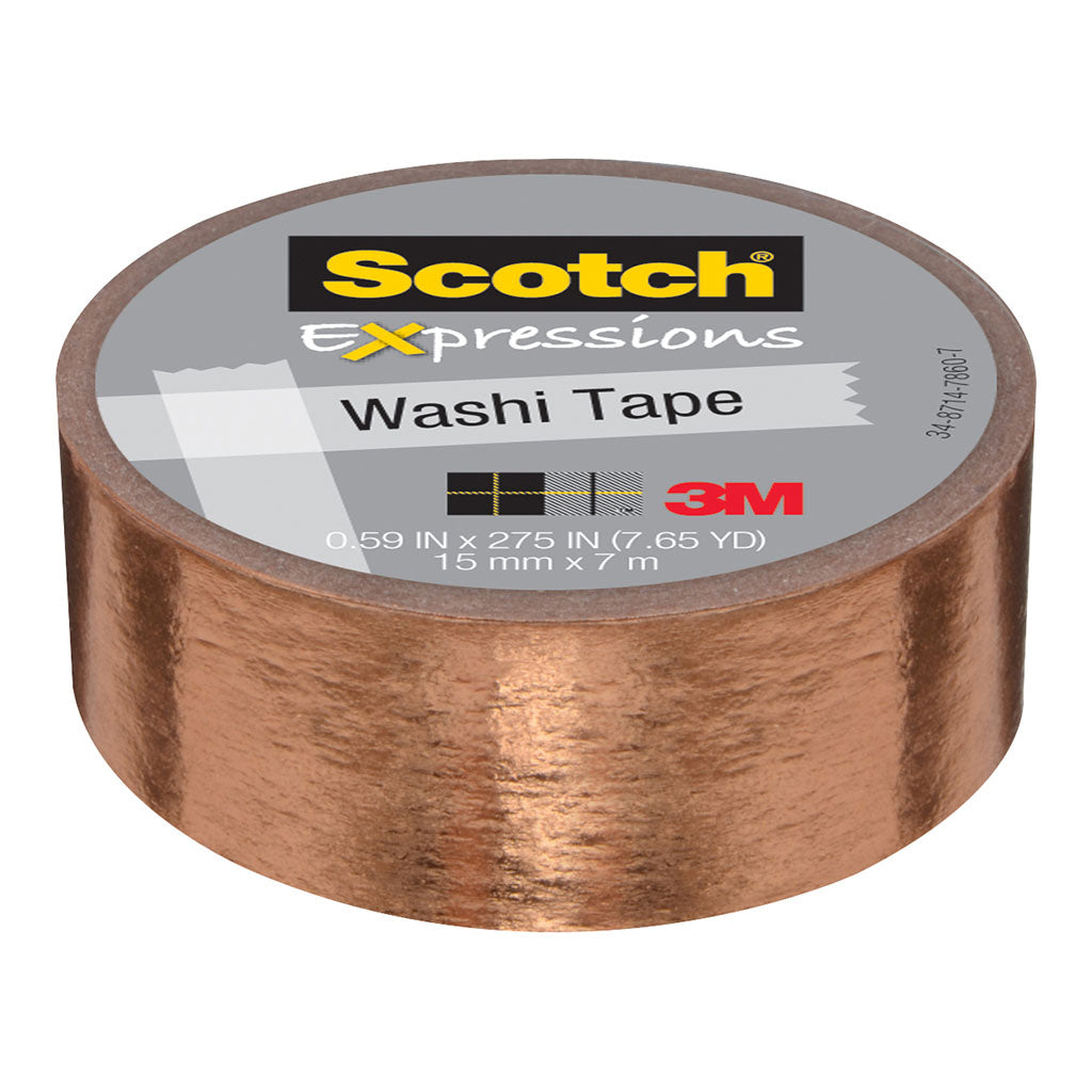 Scotch Expressions Foil Washi Tape C614-CPR 15mm x 7m Copper - Cafe Supply