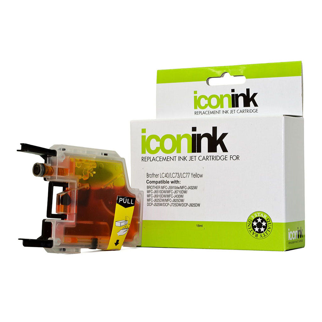 Icon Compatible Brother LC77 LC73 LC40 Yellow Ink Cartridge - Cafe Supply