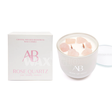 340g Jar Candle with Crystals - Rose Quartz - Cafe Supply