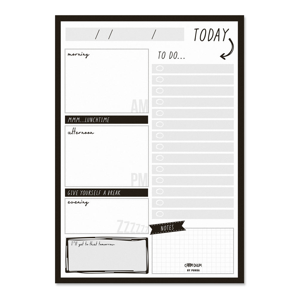 Pukka Carpe Diem Daily Planner Pad Black - Cafe Supply