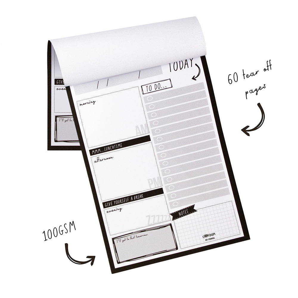 Pukka Carpe Diem Daily Planner Pad Black - Cafe Supply