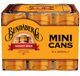Bundaberg Ginger Beer Mini Cans 6 x 200ml - Cafe Supply