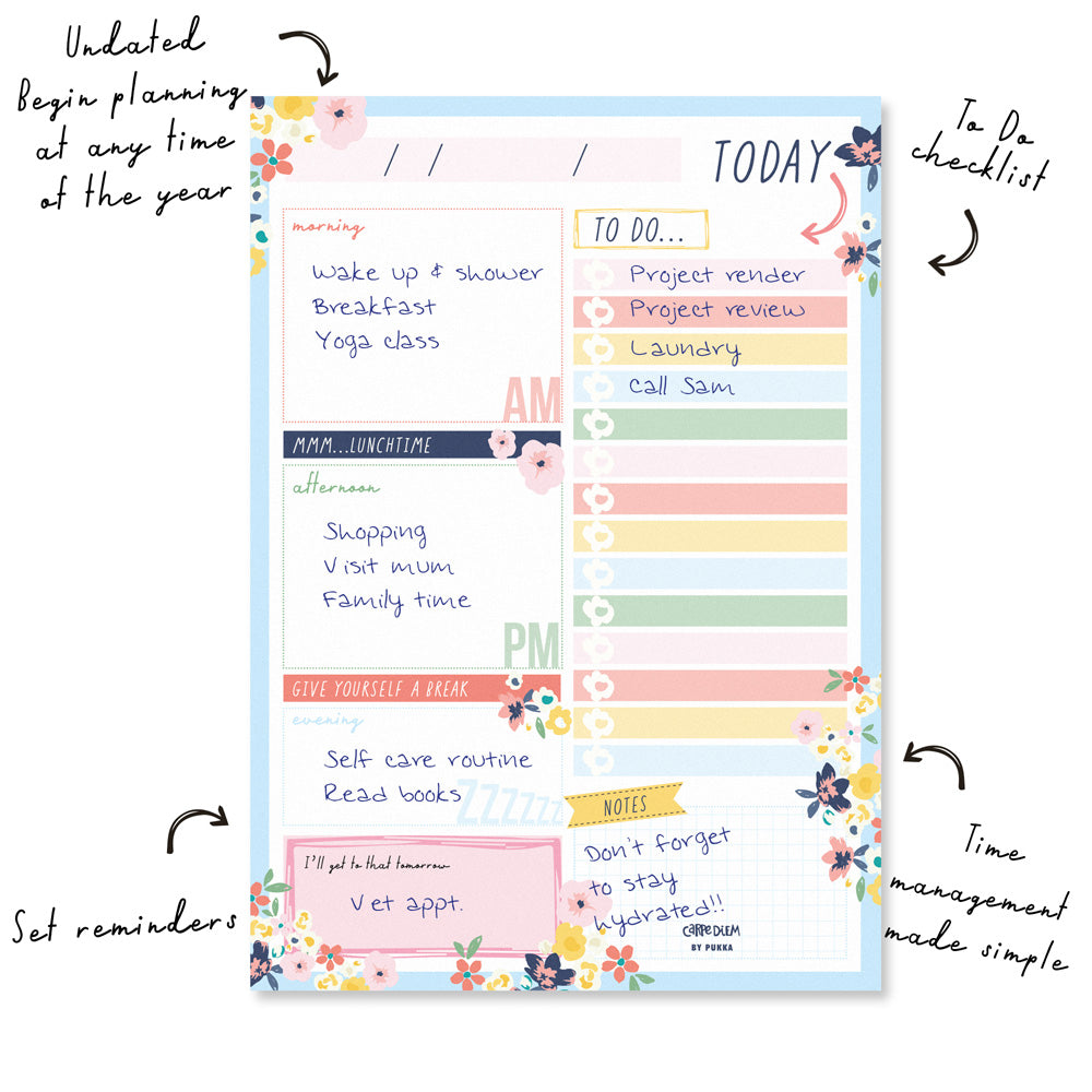 Pukka Carpe Diem Daily Planner Pad Ditzy Floral - Cafe Supply