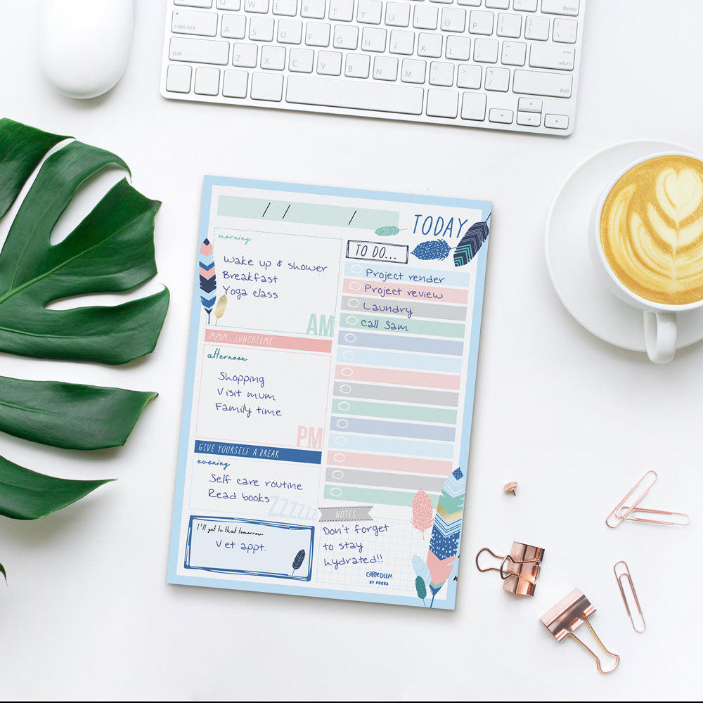 Pukka Carpe Diem Daily Planner Pad Feathers - Cafe Supply