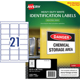 Avery Heavy Duty ID Label L7060 White Laser 63.5x38.1mm 21up 25 Sheets - Cafe Supply