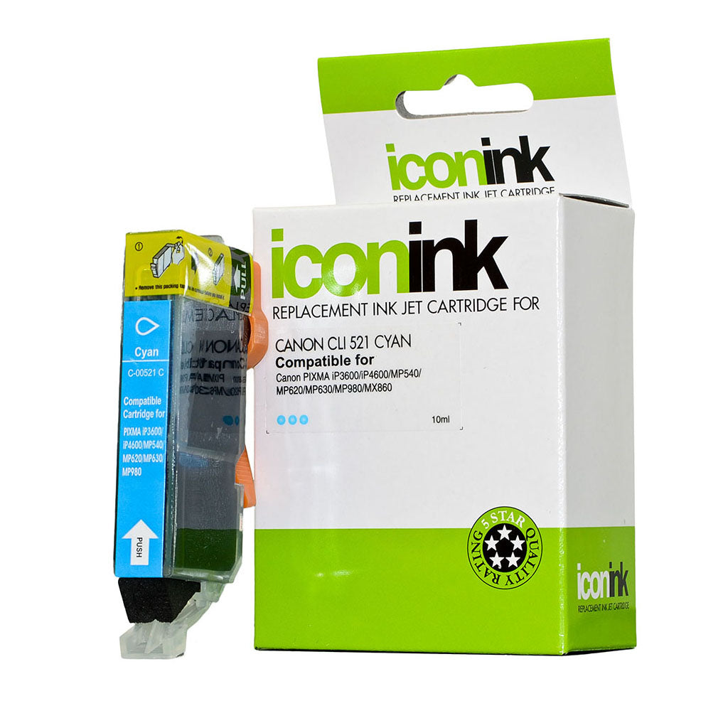 Icon Compatible Canon CLI521 Cyan Ink Cartridge - Cafe Supply
