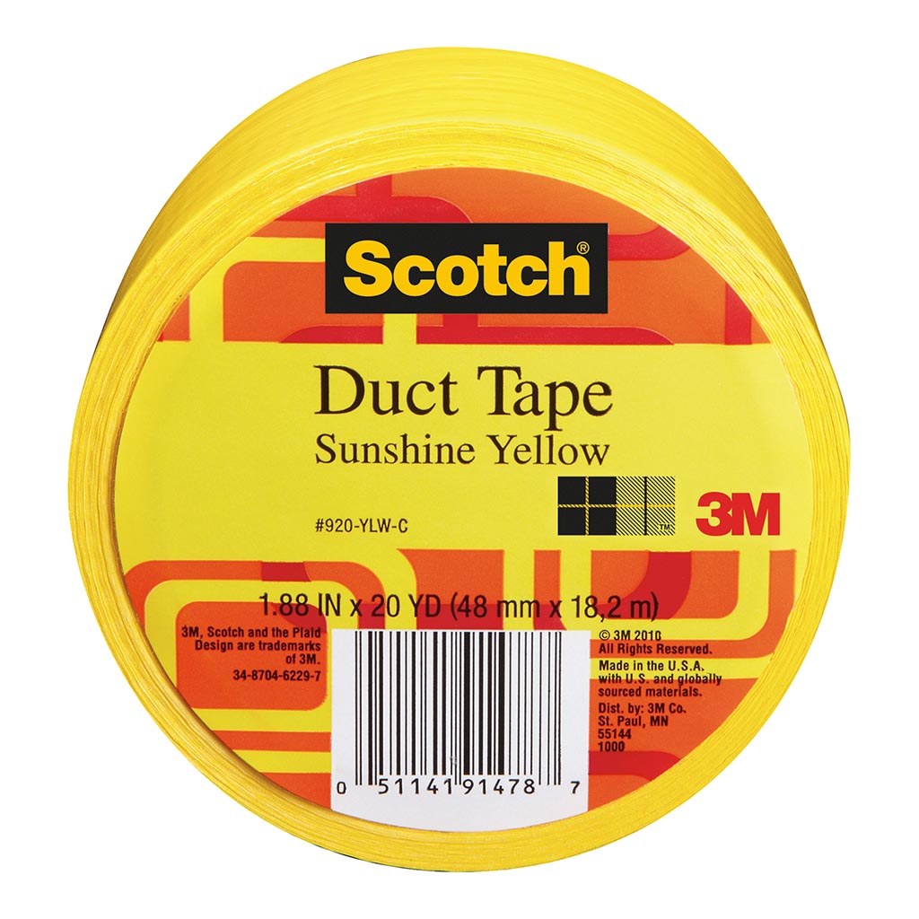 Scotch Duct Tape 920-YLW 48mm x 18.2m Sunshine Yellow - Cafe Supply