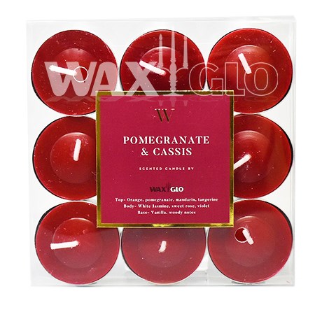 'W' SCENTED RANGE 4 HOUR TEALIGHT (9pk) - POMEGRANATE CASSIS