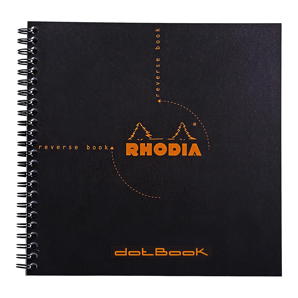 Rhodia Reverse Book Spiral 210x210mm Dotted Black - Cafe Supply