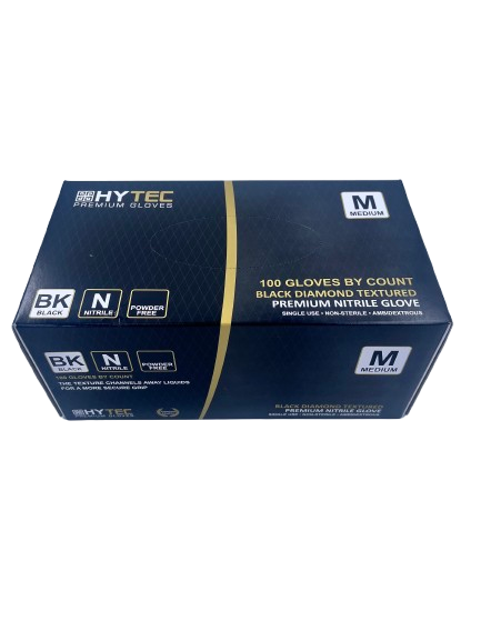 Hytec Black Textured Nitrile Gloves, Powder Free - Cafe Supply