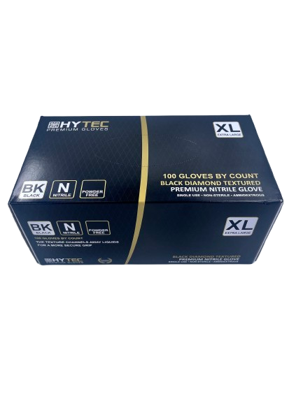 Hytec Black Textured Nitrile Gloves, Powder Free - Cafe Supply