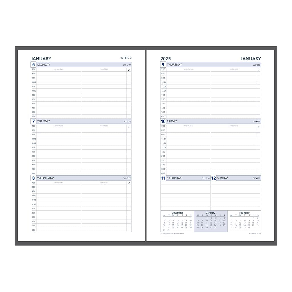 Debden Personal Dayplanner Refill 2025 Week to View - Cafe Supply