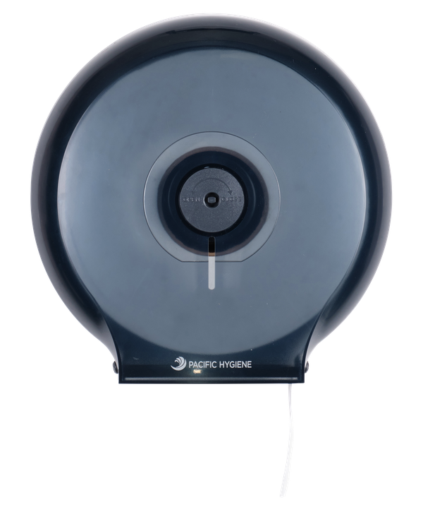 Pacific Hygiene Single Jumbo Toilet Roll Dispenser - Black - Cafe Supply