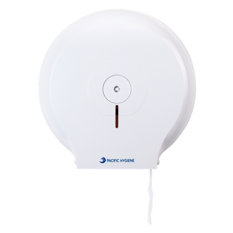 Pacific Hygiene Single Jumbo Toilet Roll Dispenser - White - Cafe Supply