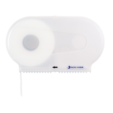 Pacific Hygiene Double Jumbo Toilet Roll Dispenser - White - Cafe Supply