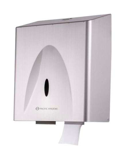 Pacific Hygiene Single Jumbo Toilet Roll Dispenser Stainless Steel - Cafe Supply