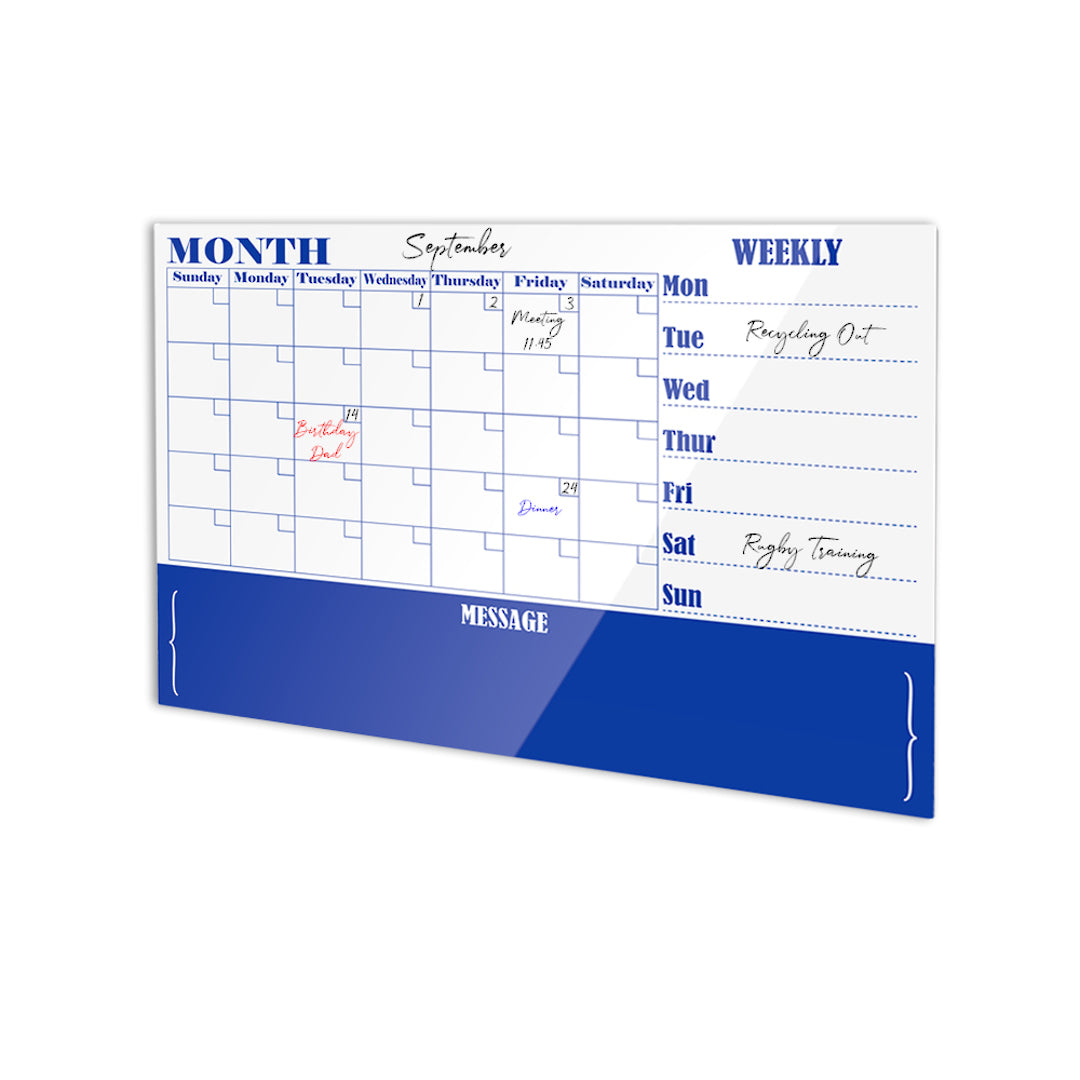 MONTHLY PLANNER | Magnetic Glassboard | 1200 x 900mm - Cafe Supply