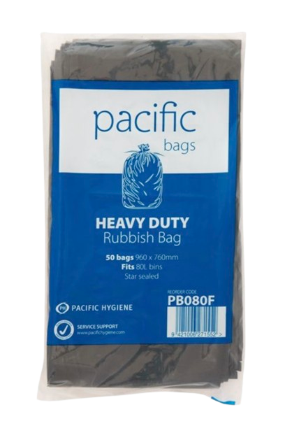 Pacific Rubbish Bag Black Flat Pack - Cafe Supply