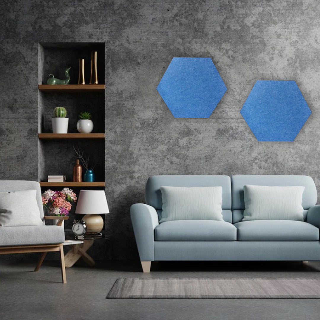 HEXAGON POLYESTER PINBOARD | 600x520mm | Cobalt | 1pc - Cafe Supply
