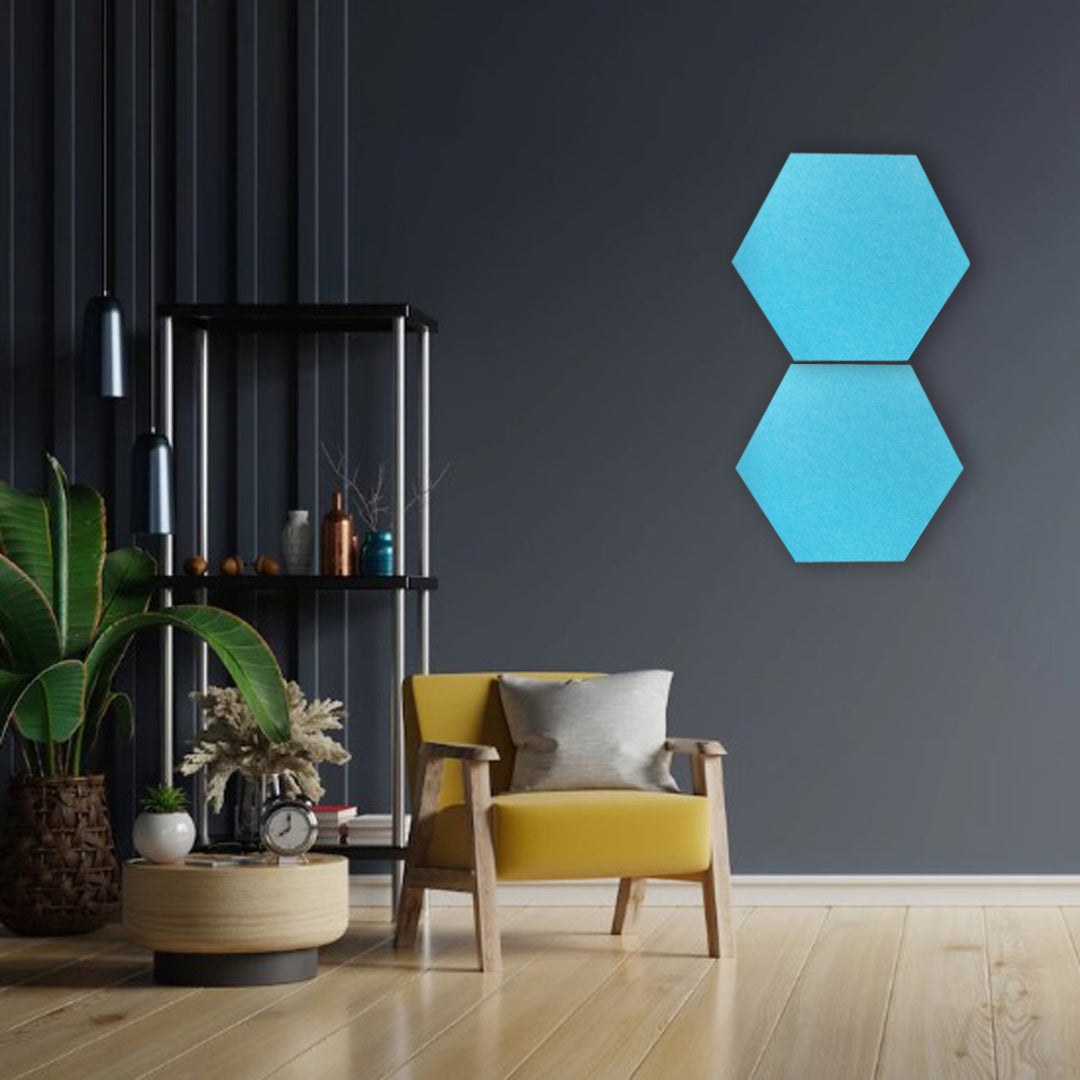 HEXAGON POLYESTER PINBOARD | 600x520mm | Lake Blue | 1pc - Cafe Supply