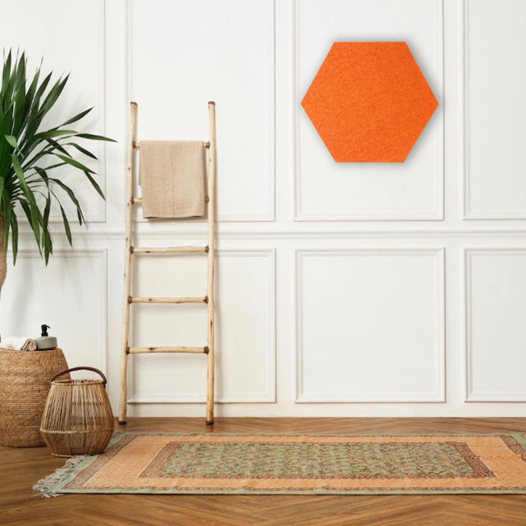 HEXAGON POLYESTER PINBOARD | 600x520mm | Orange | 1pc - Cafe Supply