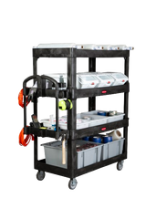Rubbermaid BRUTE® 4-Shelf Heavy-Duty Ergo Utility Cart - Cafe Supply