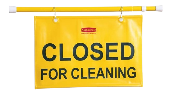 Rubbermaid "Closed for Cleaning" Hanging Sign, Yellow - Cafe Supply