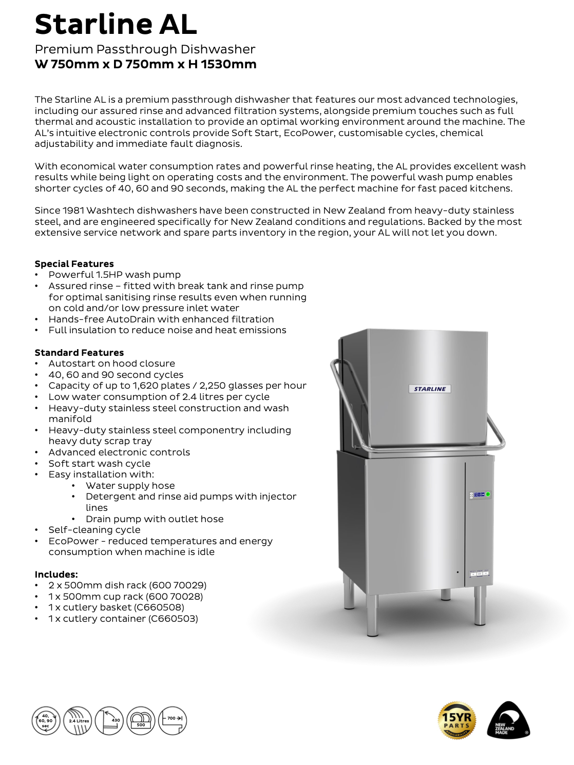 Premium Heavy Duty Passthrough Dishwasher - Cafe Supply