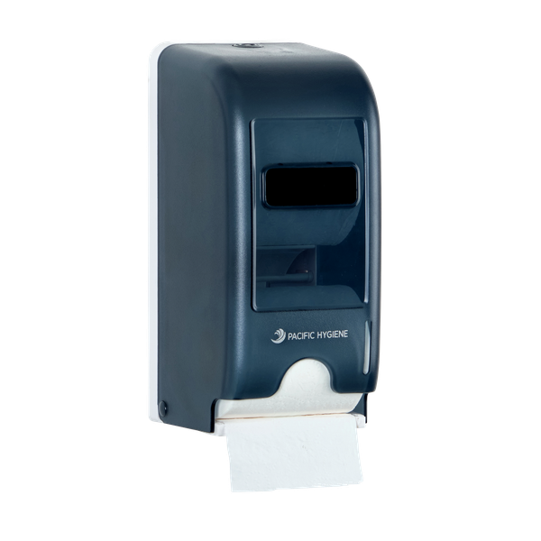 Pacific Hygiene 2 Roll Drop Down Toilet Tissue Dispenser - Smoke Blue - Cafe Supply