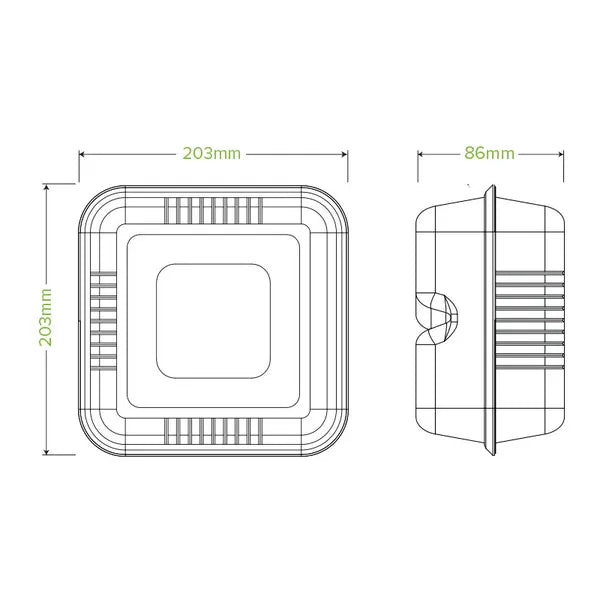 20x22x8cm / 7.8x8x3in 3-Compartment White Plant Fibre Clamshell - Cafe Supply