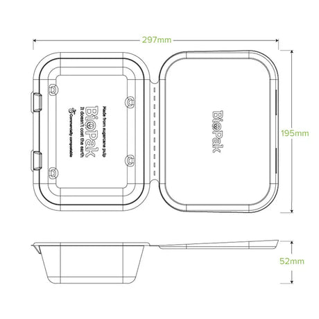 20x15x5cm / 7.5x5x1.9in Natural Plant Fibre Clamshell - Cafe Supply