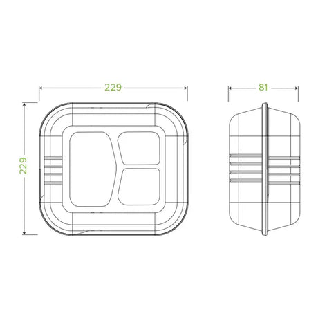 23x23x8cm 3-Compartment White Plant Fibre Clamshell - Cafe Supply