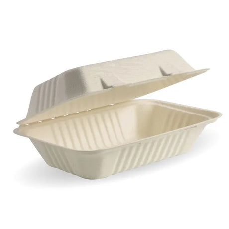 23x15x8cm / 9x6x3in Natural Plant Fibre Clamshell - Cafe Supply