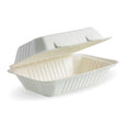23x15x8cm / 9x6x3in White Plant Fibre Clamshell - Cafe Supply