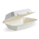 23x15x8cm / 9x6x3in White Plant Fibre Clamshell - Cafe Supply