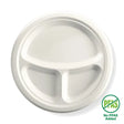 25cm / 10" 3-Compartment Round Plant Fibre Plate - Cafe Supply