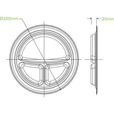 25cm / 10" 3-Compartment Round Plant Fibre Plate - Cafe Supply