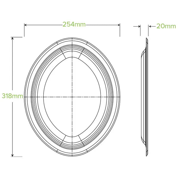 32x25cm / 12.5x10" Oval Plant Fibre Plate - Cafe Supply
