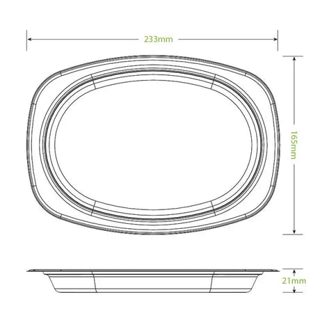 23x16cm/ 9.2x6.5" Rectangular Oval Plant Fibre Plate - Cafe Supply