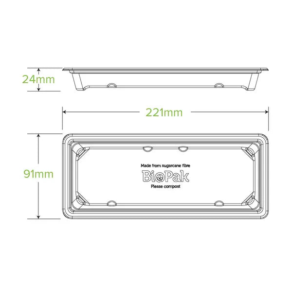 Long Plant Fibre Sushi Tray - Cafe Supply