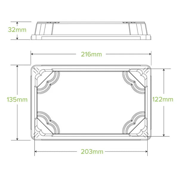 Large PLA Sushi Tray Lid - Cafe Supply